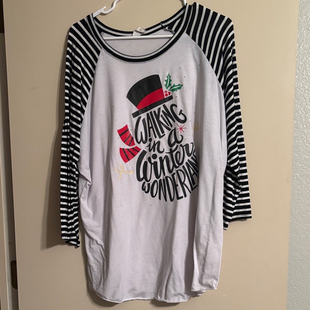 Winter Wonderland Women's Long Sleeve Tee - Black and White